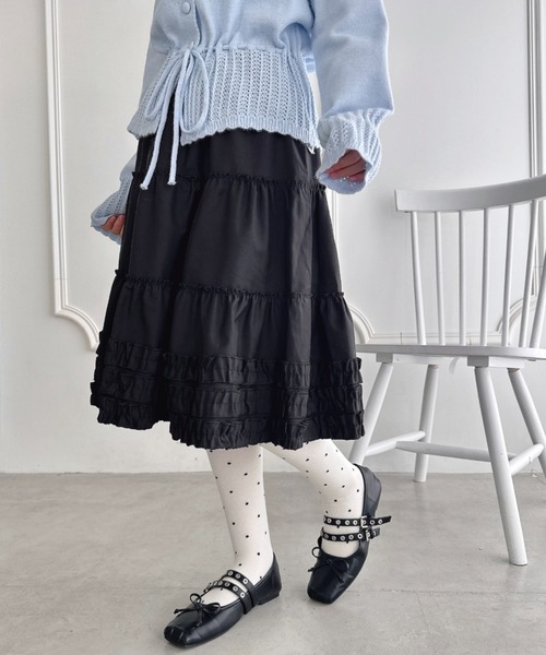 Loueme（ルエム）の「裾フリルティアードミディスカート（スカート・レディース・ネイビー/グレー/アイボリー/ブラック・FREE）」の3枚目の写真