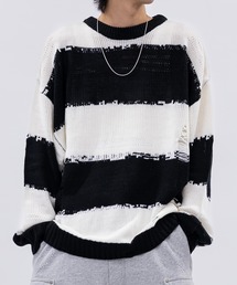 JOHN'S CLOSET | 【13】ダメージデザイン ボーダー クルーネックニット(ニット/セーター)