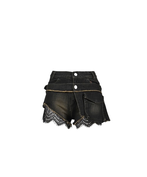VIVAMUS(ヴィヴァムス)の「DENIM LACE COMBI SHORTPANTS(その他パンツ・レディース・ブラック・OS)」の6枚目の写真