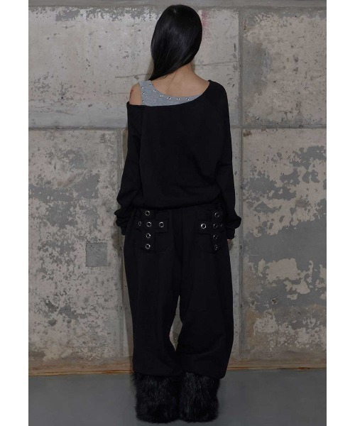 FANCY CLUB(ファンシークラブ)の「A'GEM/9 × .kom 『FANCY CLUB/ファンシークラブ』 KEYCHAIN EYELET SWEATPANTS/キーチェーン アイレット スウェットパンツ(スウェットパンツ・レディース・ブラック/ライトグレー・FREE)」の13枚目の写真