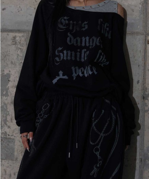 FANCY CLUB(ファンシークラブ)の「A'GEM/9 × .kom 『FANCY CLUB/ファンシークラブ』 KEYCHAIN EYELET SWEATPANTS/キーチェーン アイレット スウェットパンツ(スウェットパンツ・レディース・ブラック/ライトグレー・FREE)」の12枚目の写真
