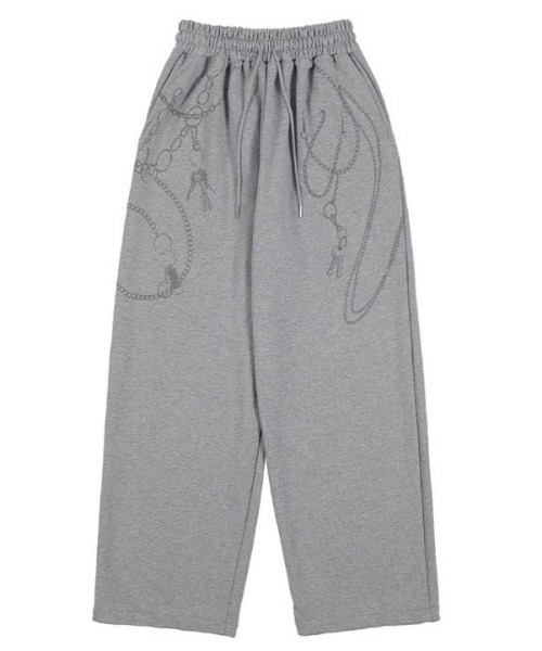 FANCY CLUB(ファンシークラブ)の「A'GEM/9 × .kom 『FANCY CLUB/ファンシークラブ』 KEYCHAIN EYELET SWEATPANTS/キーチェーン アイレット スウェットパンツ(スウェットパンツ・レディース・ブラック/ライトグレー・FREE)」の14枚目の写真