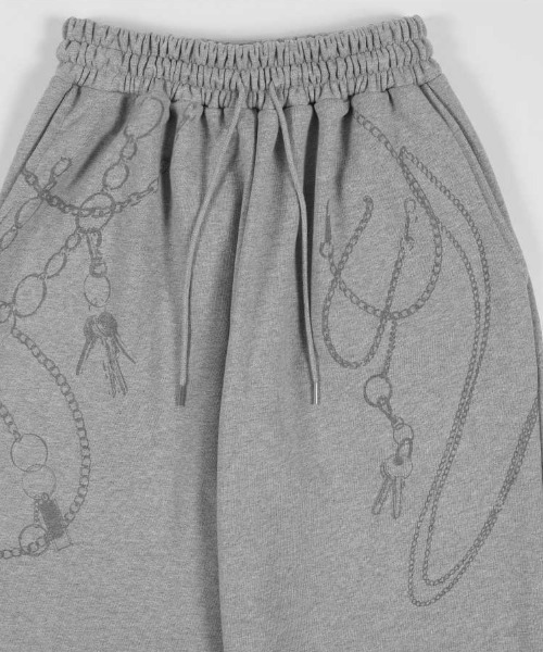 FANCY CLUB(ファンシークラブ)の「A'GEM/9 × .kom 『FANCY CLUB/ファンシークラブ』 KEYCHAIN EYELET SWEATPANTS/キーチェーン アイレット スウェットパンツ(スウェットパンツ・レディース・ブラック/ライトグレー・FREE)」の16枚目の写真