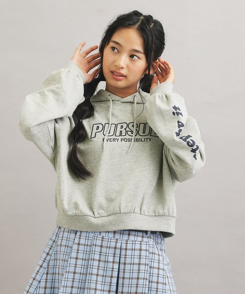 セール】袖ロゴプリント短丈パーカー（パーカー）｜PINK-latte