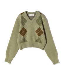 JANESMITH（ジェーンスミス）の「JANE SMITH:〈洗濯機可能〉7G ウール ジャカード アーガイル Vネック ニット（ニット/セーター）」