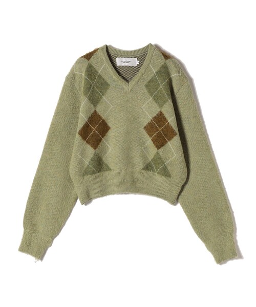 セール】JANE SMITH:〈洗濯機可能〉7G ウール ジャカード アーガイル V