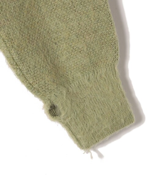 JANESMITH（ジェーンスミス）の「JANE SMITH:〈洗濯機可能〉7G ウール ジャカード アーガイル Vネック ニット（ニット/セーター・レディース・ブラウン/ライトグリーン・ONE SIZE）」の6枚目の写真