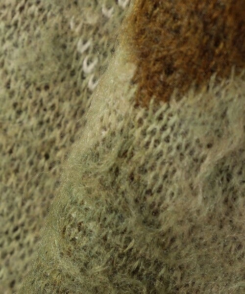 JANESMITH（ジェーンスミス）の「JANE SMITH:〈洗濯機可能〉7G ウール ジャカード アーガイル Vネック ニット（ニット/セーター・レディース・ブラウン/ライトグリーン・ONE SIZE）」の8枚目の写真