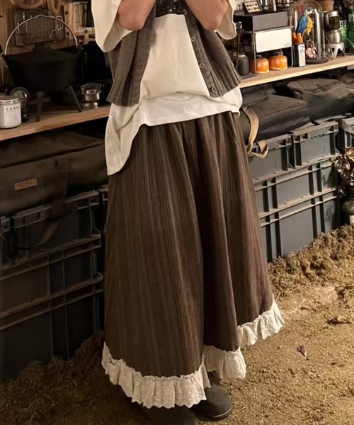 セール】【新作】レトロな森ガール風ロングスカート（スカート