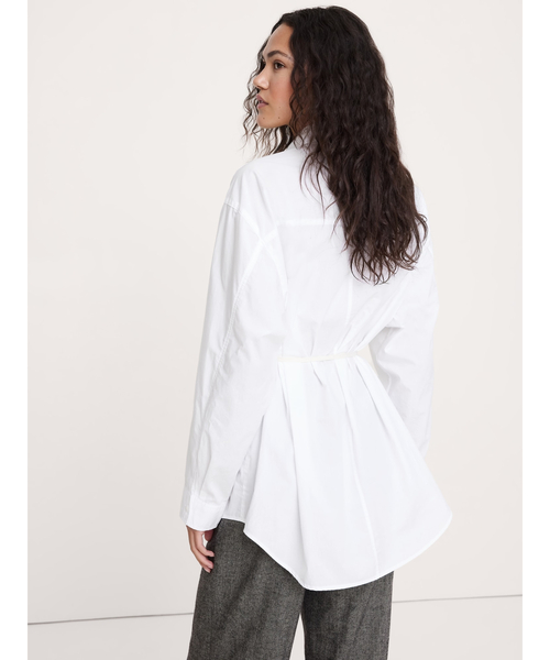 Banana Republic(バナナリパブリック)の「コットン ポプリン ドローストリング ウエスト チュニック(シャツ/ブラウス・レディース・ホワイト/ネイビー・M/S/XS/L)」の4枚目の写真