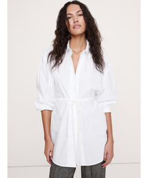 コットン ポプリン ドローストリング ウエスト チュニック