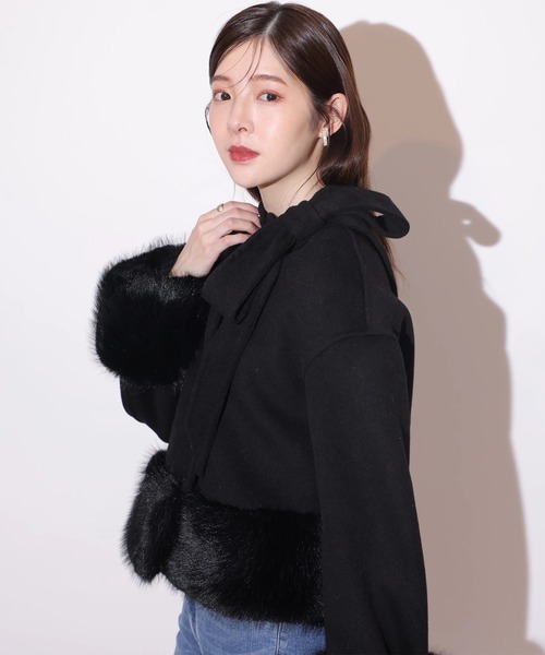 リボンネックファーリバーコート（ダウンジャケット/コート