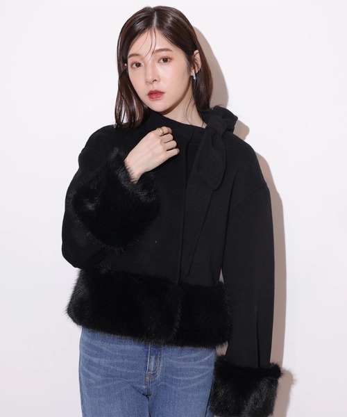 Rirandture（リランドチュール）の「リボンネックファーリバーコート（ダウンジャケット/コート・レディース・ベージュ系その他/ブラック・1/2）」の13枚目の写真