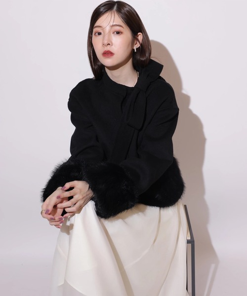 Rirandture（リランドチュール）の「リボンネックファーリバーコート（ダウンジャケット/コート・レディース・ベージュ系その他/ブラック・1/2）」の16枚目の写真