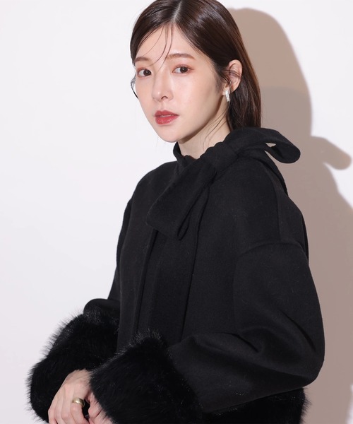 リボンネックファーリバーコート（ダウンジャケット/コート