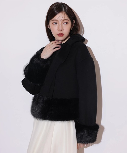 リボンネックファーリバーコート（ダウンジャケット/コート