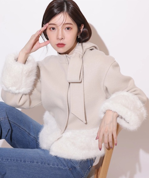 リボンネックファーリバーコート（ダウンジャケット/コート