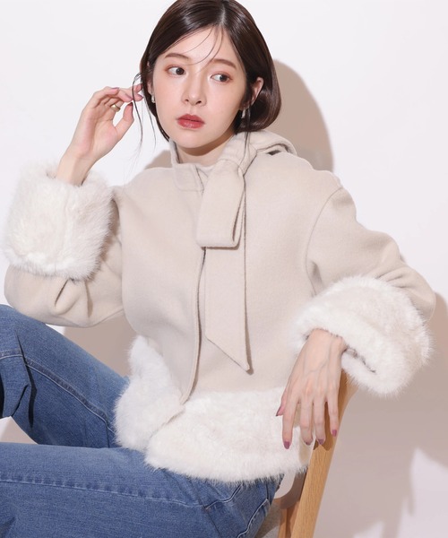 リボンネックファーリバーコート（ダウンジャケット/コート