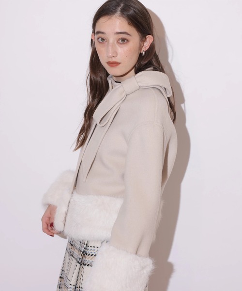 リボンネックファーリバーコート（ダウンジャケット/コート