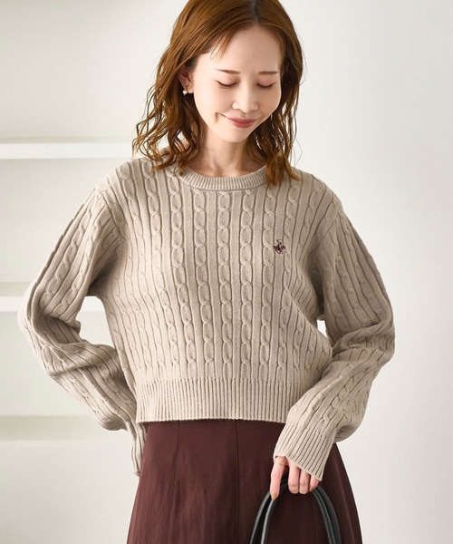 BEVERLY HILLS POLO CLUB(ビバリーヒルズポロクラブ)の「【BEVERLYHILLS POLO CLUB・WEB限定】ケーブル編みクロップドニットプルオーバー(ニット/セーター・レディース・サックスブルー/チャコールグレー/ベージュ/キナリ・FREE)」の19枚目の写真
