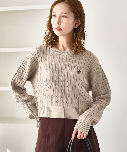 BEVERLY HILLS POLO CLUB(ビバリーヒルズポロクラブ)の「【BEVERLYHILLS POLO CLUB・WEB限定】ケーブル編みクロップドニットプルオーバー(ニット/セーター・レディース・サックスブルー/チャコールグレー/ベージュ/キナリ・FREE)」の20枚目の写真