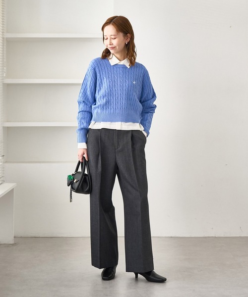 BEVERLY HILLS POLO CLUB(ビバリーヒルズポロクラブ)の「【BEVERLYHILLS POLO CLUB・WEB限定】ケーブル編みクロップドニットプルオーバー(ニット/セーター・レディース・サックスブルー/チャコールグレー/ベージュ/キナリ・FREE)」の22枚目の写真