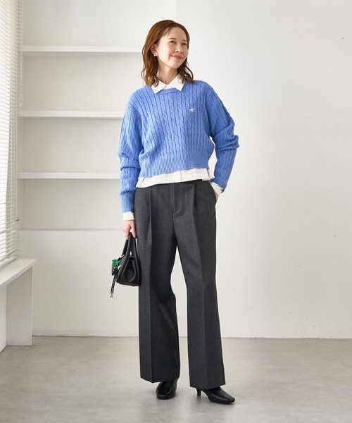 セール】【BEVERLYHILLS POLO CLUB・WEB限定】ケーブル編みクロップド