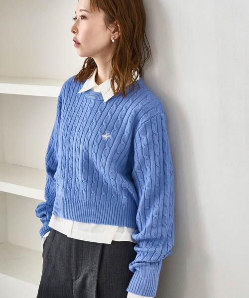 セール】【BEVERLYHILLS POLO CLUB・WEB限定】ケーブル編みクロップド