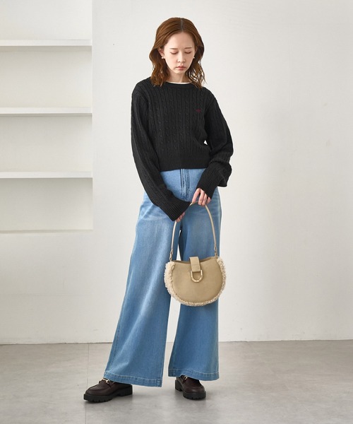 BEVERLY HILLS POLO CLUB(ビバリーヒルズポロクラブ)の「【BEVERLYHILLS POLO CLUB・WEB限定】ケーブル編みクロップドニットプルオーバー(ニット/セーター・レディース・サックスブルー/チャコールグレー/ベージュ/キナリ・FREE)」の6枚目の写真