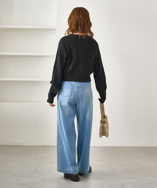 BEVERLY HILLS POLO CLUB(ビバリーヒルズポロクラブ)の「【BEVERLYHILLS POLO CLUB・WEB限定】ケーブル編みクロップドニットプルオーバー(ニット/セーター・レディース・サックスブルー/チャコールグレー/ベージュ/キナリ・FREE)」の7枚目の写真