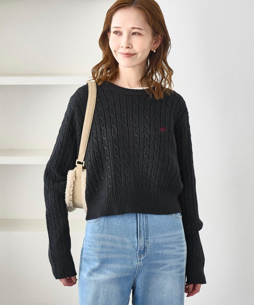 BEVERLY HILLS POLO CLUB(ビバリーヒルズポロクラブ)の「【BEVERLYHILLS POLO CLUB・WEB限定】ケーブル編みクロップドニットプルオーバー(ニット/セーター・レディース・サックスブルー/チャコールグレー/ベージュ/キナリ・FREE)」の9枚目の写真