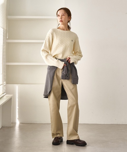 BEVERLY HILLS POLO CLUB(ビバリーヒルズポロクラブ)の「【BEVERLYHILLS POLO CLUB・WEB限定】ケーブル編みクロップドニットプルオーバー(ニット/セーター・レディース・サックスブルー/チャコールグレー/ベージュ/キナリ・FREE)」の12枚目の写真