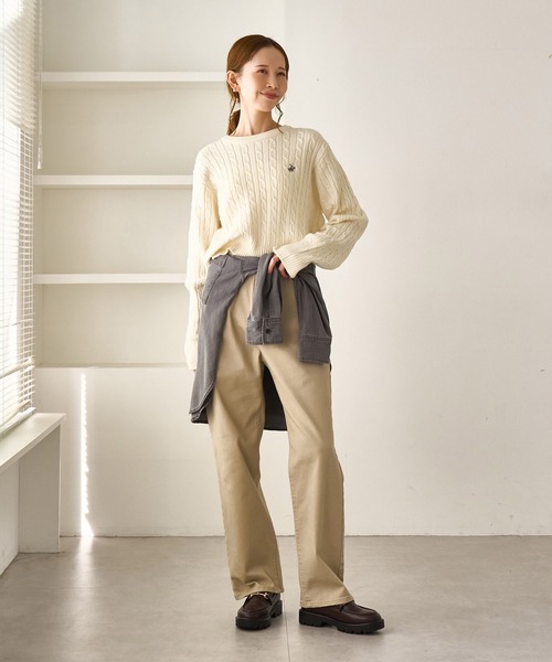 BEVERLY HILLS POLO CLUB(ビバリーヒルズポロクラブ)の「【BEVERLYHILLS POLO CLUB・WEB限定】ケーブル編みクロップドニットプルオーバー(ニット/セーター・レディース・サックスブルー/チャコールグレー/ベージュ/キナリ・FREE)」の13枚目の写真