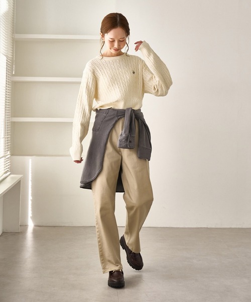 BEVERLY HILLS POLO CLUB(ビバリーヒルズポロクラブ)の「【BEVERLYHILLS POLO CLUB・WEB限定】ケーブル編みクロップドニットプルオーバー(ニット/セーター・レディース・サックスブルー/チャコールグレー/ベージュ/キナリ・FREE)」の14枚目の写真