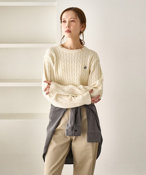 BEVERLY HILLS POLO CLUB(ビバリーヒルズポロクラブ)の「【BEVERLYHILLS POLO CLUB・WEB限定】ケーブル編みクロップドニットプルオーバー(ニット/セーター・レディース・サックスブルー/チャコールグレー/ベージュ/キナリ・FREE)」の15枚目の写真