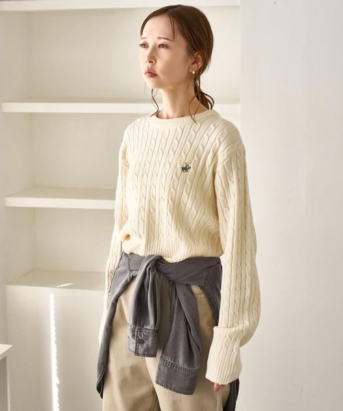 BEVERLY HILLS POLO CLUB(ビバリーヒルズポロクラブ)の「【BEVERLYHILLS POLO CLUB・WEB限定】ケーブル編みクロップドニットプルオーバー(ニット/セーター・レディース・サックスブルー/チャコールグレー/ベージュ/キナリ・FREE)」の16枚目の写真