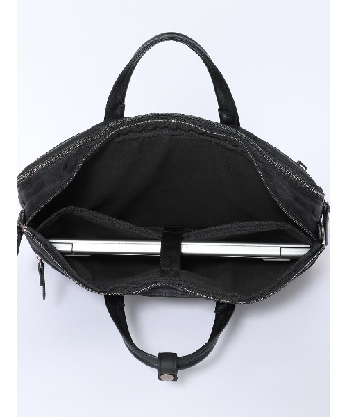 SUIT SQUARE（スーツスクエア）の「2WAYブリーフケース ナイロン×レザー（ビジネスバッグ・メンズ・ブラック/ネイビー・F）」の8枚目の写真