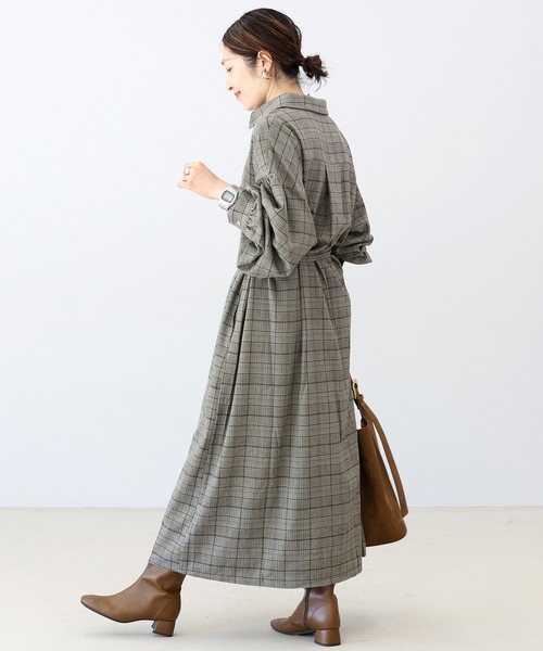 Aletta vita(アレッタビータ)の「先染めチェック前開きシャツワンピース(シャツワンピース・レディース・ブラウン/チャコール・M)」の15枚目の写真