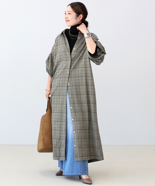 Aletta vita(アレッタビータ)の「先染めチェック前開きシャツワンピース(シャツワンピース・レディース・ブラウン/チャコール・M)」の21枚目の写真