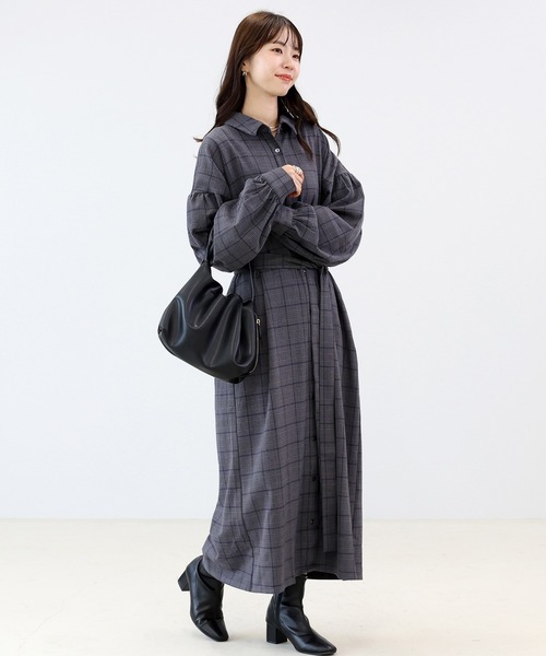 Aletta vita(アレッタビータ)の「先染めチェック前開きシャツワンピース(シャツワンピース・レディース・ブラウン/チャコール・M)」の8枚目の写真