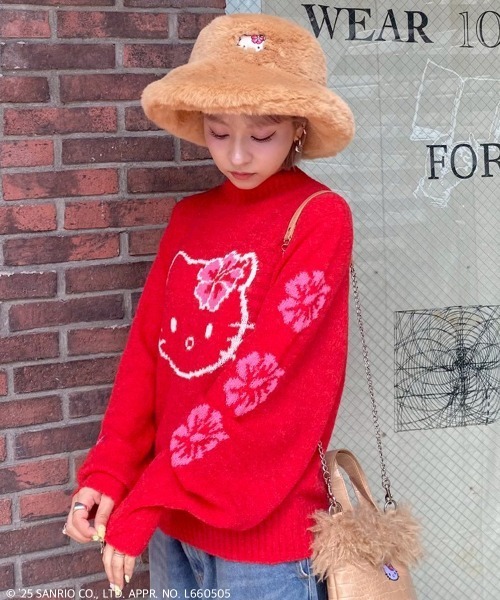 Candy Stripper（キャンディストリッパー）の「【HELLO KITTY】HIBISCUS KNIT プルオーバー（ニット/セーター・レディース・ブラック/アイボリー/レッド/ピンク・FREE）」の12枚目の写真