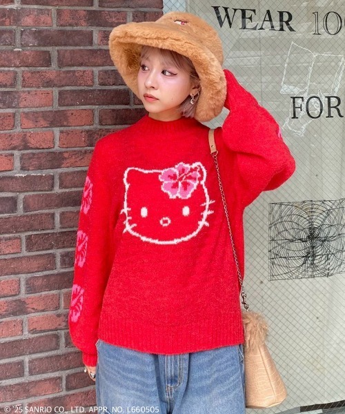Candy Stripper（キャンディストリッパー）の「【HELLO KITTY】HIBISCUS KNIT プルオーバー（ニット/セーター・レディース・ブラック/アイボリー/レッド/ピンク・FREE）」の11枚目の写真