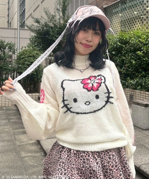 Candy Stripper（キャンディストリッパー）の「【HELLO KITTY】HIBISCUS KNIT プルオーバー（ニット/セーター・レディース・ブラック/アイボリー/レッド/ピンク・FREE）」の14枚目の写真