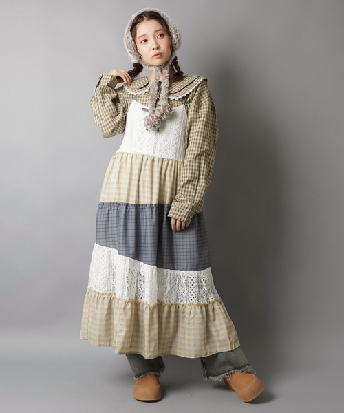 SPINNS(スピンズ)の「長袖ブラウス/ギンガムチェック/NEO森ガール(シャツ/ブラウス・レディース・ブラック/ブラウン/カーキ・ONESIZE)」の11枚目の写真