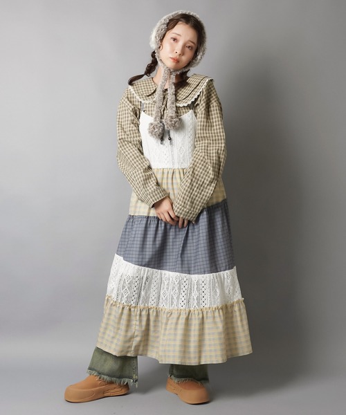 SPINNS(スピンズ)の「長袖ブラウス/ギンガムチェック/NEO森ガール(シャツ/ブラウス・レディース・ブラック/ブラウン/カーキ・ONESIZE)」の13枚目の写真