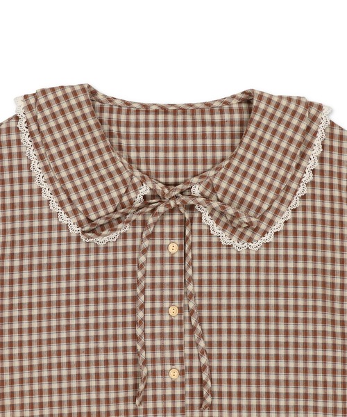ギンガムチェック長袖ブラウス（シャツ/ブラウス）｜SPINNS（スピンズ