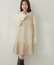 natural couture(ナチュラルクチュール)の〈canami〉ツイードチェックミニワンピース(ワンピース)