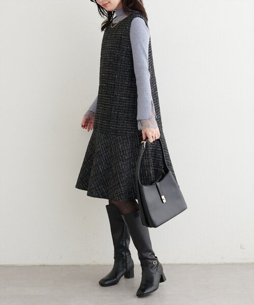 canami〉ツイードチェックミニワンピース（ワンピース）｜natural