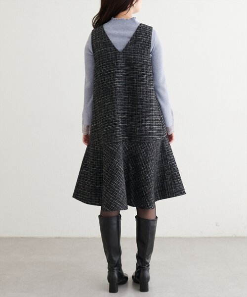 natural couture（ナチュラルクチュール）の「〈canami〉ツイードチェックミニワンピース（ワンピース・レディース・ベージュ/オフホワイト/グレー/ブラック・MEDIUM/LARGE）」の21枚目の写真