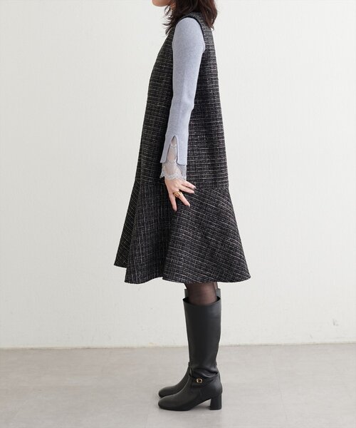 canami〉ツイードチェックミニワンピース（ワンピース）｜natural